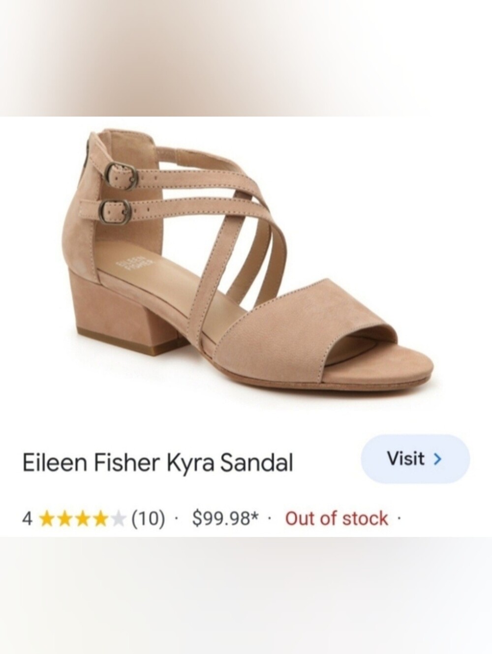 Eileen Fisher Kyra Nubuck Leather Strappy Low Block Heel Sandals Tan US 9 - Picture 11 of 16